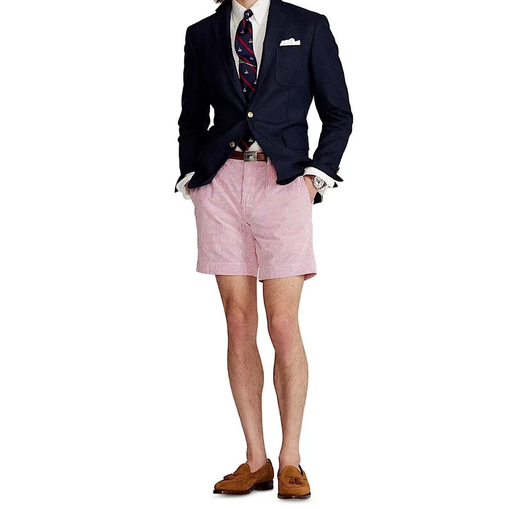 Polo Golf Ralph Lauren Pink & White Seersucker Striped Shorts Men’s Size 40